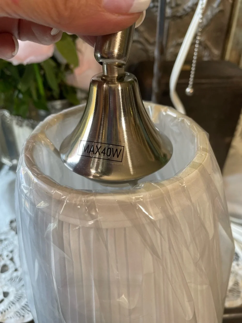 IKEA Arstid silver nickle plated white shade wall lamp